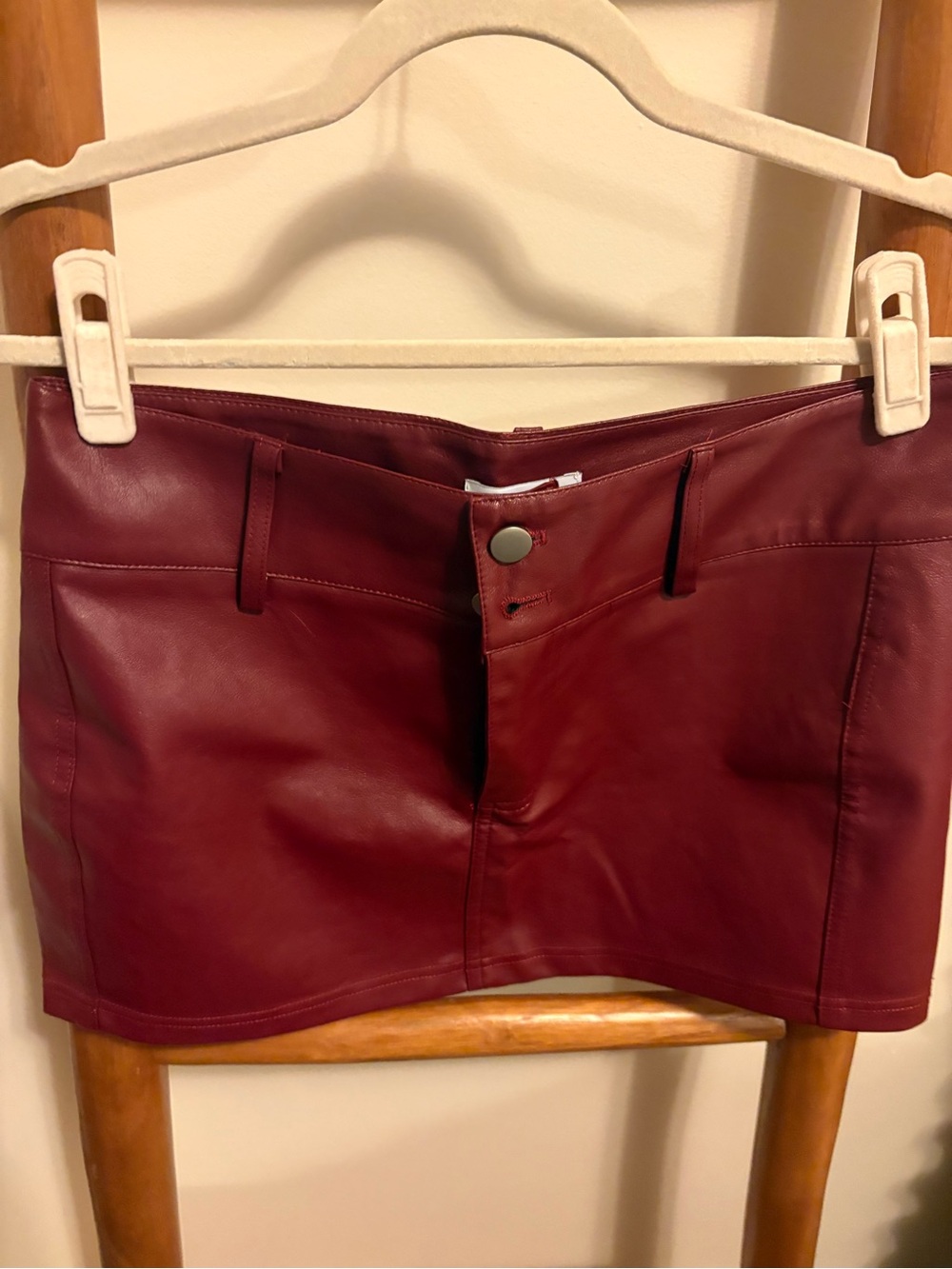Princess Polly Faux Leather Wine Red Mini Shorts